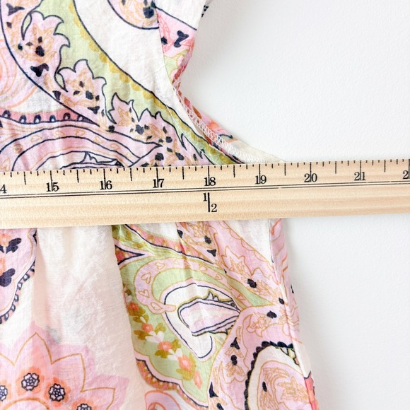 THML Paisley Boho Babydoll Blouse Top Womens XS Peasant Cottage Romantic Resort - Picture 6 of 8